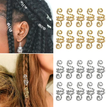  10шт Спиральные подвески Viking, бусины для волос, Косички, бусины для бороды, украшения для волос, Винтажные женские Заколки для волос, аксессуары для девочек