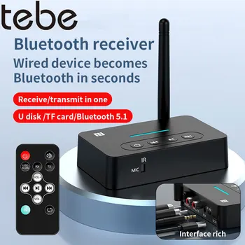  Аудиоадаптер Tebe 2 В 1 Bluetooth, Беспроводной стереоприемник, передатчик NFC, музыкальный проигрыватель Aux/TF/U-дисков с дистанционным управлением