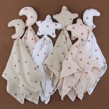  Успокаивающее полотенце для новорожденных из 100% органического хлопка Moon Star Toy Ins, Детское одеяло, Милое муслиновое защитное одеяло