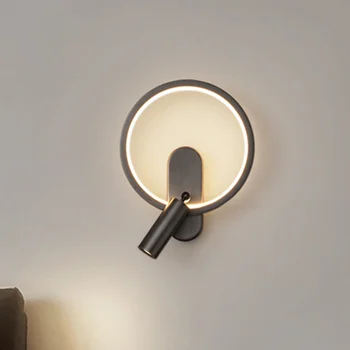  Медный прикроватный настенный светильник Роскошное круглое бра для чтения с поворотными точечными светильниками Решетка для гостиной Скандинавские черные светодиодные светильники