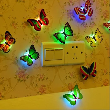 5 шт.! Романтическая новинка, светящаяся лампа-бабочка, Светодиодная наклейка на дно, Настенный ночник для детской комнаты, декоративный люминесцентный светильник