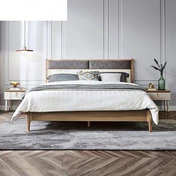  Главная скандинавская минималистичная двуспальная кровать 1,8 м в главной спальне мебель для кровати из массива дерева GS1A