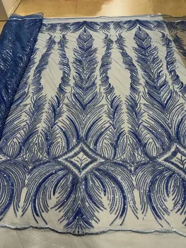  Новейшая африканская высококачественная современная ткань с пайетками, вышивка ручной работы из бисера, тюлевая сетка, кружевная ткань для вечернего платья