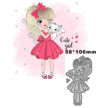  2021 New Girl Big Bow Pet Cat Hearts Металлические Режущие Штампы для Скрапбукинга Бумажных Поделок и Изготовления Открыток С Тиснением Декора Без Штампов