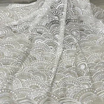  Высококачественная органза, сетка из бисера, ткань для вышивки, Дизайнерское свадебное платье 