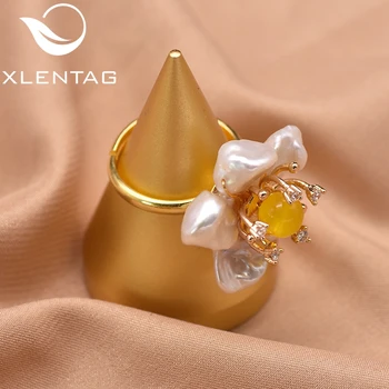  XlenAg Натуральное барочное кольцо с натуральным нефритом в форме цветка для мужчин и женщин Special Love Handmade Ring Дизайнерские украшения GR0266B
