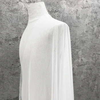  Белая яркая шелковая сетка Эластичная Дизайнерская ткань для одежды Нейлон Оптом Ткань За метр Пошив одежды Своими руками