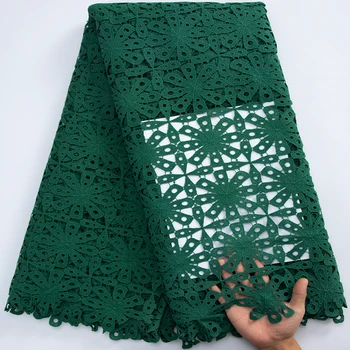  Зеленый Африканский гипюровый шнур, кружевная ткань с вышивкой 2023, Нигерийский водорастворимый кружевной материал для женского праздничного шитья Y3160