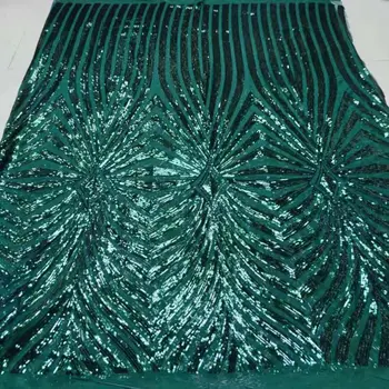 Роскошная Нигерийская Кружевная Ткань С Блестками 2023 Зеленое Сари Африканский Тюль 3D Вышитая Ткань Свадебное Платье Швейная Сетка Кружево