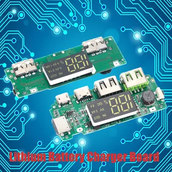  Плата зарядного устройства для литиевой батареи LED Dual USB 5V 2.4A Micro/Type-C USB Мобильный банк питания 18650 Зарядный Модуль Защита цепи