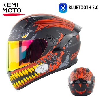  Мотоциклетные шлемы KEMIMOTO, шлем для мотокросса, совместимый с Bluetooth, для мужчин и женщин, шлем Cascos Moto Capacete, точечный