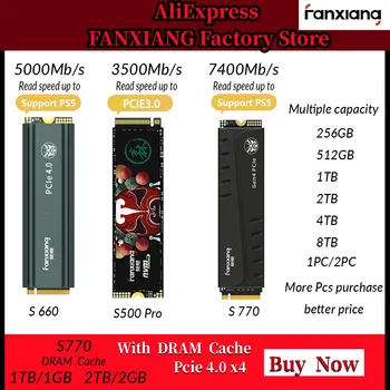  FANXIANG m2 256gb 512GB 1TB 2TB PCIe4.0x4 7400MB/s M.2 2280 NVMe-Накопитель Внутренний Твердотельный диск для настольных компьютеров PlayStation5/PS5