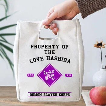 Property of Love Hashira Женские сумки для ланча Аниме Kimetsu No Yaiba, термосумки для хранения продуктов, портативные изолированные холщовые сумки для ланча