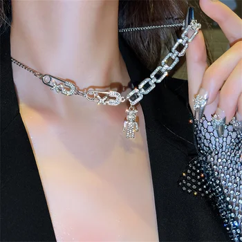  Новые модные Ожерелья с подвеской в виде Медведя из блестящего кристалла Циркона для женщин и девочек, Корейская Свадебная цепочка, ожерелье, Подарок для панк-вечеринки, ювелирные изделия