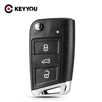  KEYYOU Бесплатная доставка для Volkswagen VW Golf7 MK7 Skoda Seat 3 кнопки дистанционного ключа Чехол HU66/HU162T лезвие