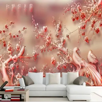  wellyu Индивидуальные крупномасштабные фрески резьба по нефриту Hongmei хорошие новости телевизор диван фон нетканые обои papel de parede