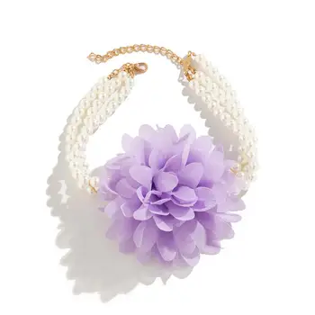  Винтажное женское ожерелье-чокер ручной работы с цветочным узором и трехслойным искусственным жемчугом, роскошное