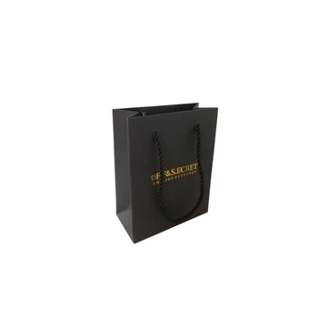  Оптовые продажи 500 шт. / лот Роскошные бумажные пакеты с матовой ламинацией с логотипом на заказ, черные пакеты с ленточной ручкой для подарков, упаковка ювелирных изделий