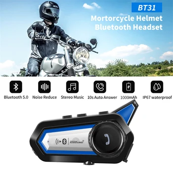  Гарнитура для мотоциклетного шлема Bluetooth Водонепроницаемые беспроводные наушники для Мото Стерео Громкой связи BT31 Наушники с шумоподавлением