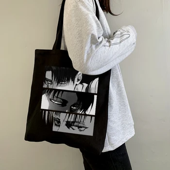  Атака титанов японская аниме холщовая сумка большой емкости Harajuku женская модная сумка через плечо Ulzzang мультяшные женские сумки для покупок