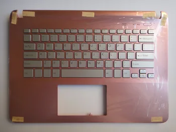  Американская клавиатура для Sony SVF14217CXP SVF14217SCP SVF14218CXP SVF14218SCP с серебристой клавишей + розовая подставка для рук + без тачпада + без подсветки