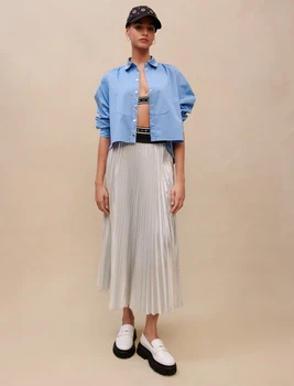  EOS 2023 Весна Новая женская эластичная талия Блестящая плиссированная юбка-полукомбинезон Бесплатная доставка Премиум Дизайн Мода и элегантность