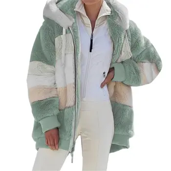  Зимнее женское пальто 2021, Модная повседневная женская одежда в клетку, женская верхняя одежда на молнии с капюшоном, Кашемировая женская теплая куртка