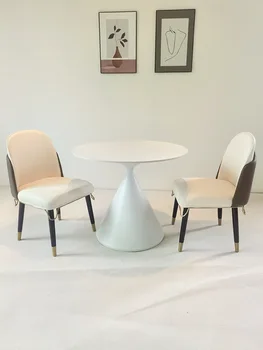  Мраморный круглый обеденный стол В итальянском стиле, простая каменная плита, Чисто белая Бытовая мебель для кухни в гостиной