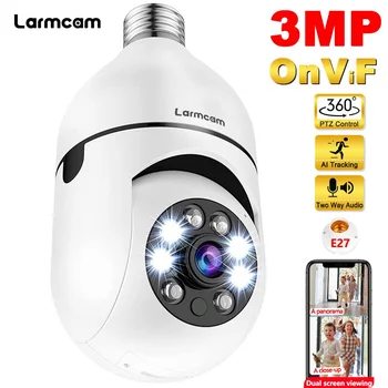 3-Мегапиксельная камера с лампочкой E27, WiFi, видеонаблюдение в помещении, монитор домашней безопасности 1080P, полноцветное ночное видение, автоматическое отслеживание Carecam Pro