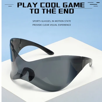  Женские солнцезащитные очки в стиле панк, стилист, в рулонах, UV400, тени, цельные, модные y2k