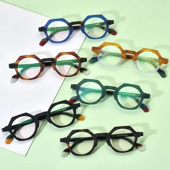  2023 Новая мода Оптическая Ретро Многоугольная ацетатная оправа для очков Мужчины Женщины Мужские очки Оправы для очков по рецепту близорукости