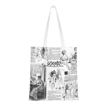  Модная печать Страницы Гордости и предубеждения, сумки для покупок, портативная холщовая сумка Джейн Остин для покупателей на плечо