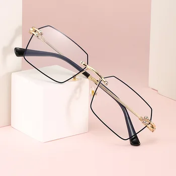  Безрамные ультрасовременные очки для чтения, женские ретро-ультралегкие металлические очки высокой четкости, мужские очки для чтения с синим светом
