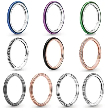  Новое кольцо для укладки из стерлингового серебра 925 пробы, популярное у Меня, Шокирующее кольцо с розовым покрытием, шокирующее кольцо с эмалью для женщин, ювелирный подарок