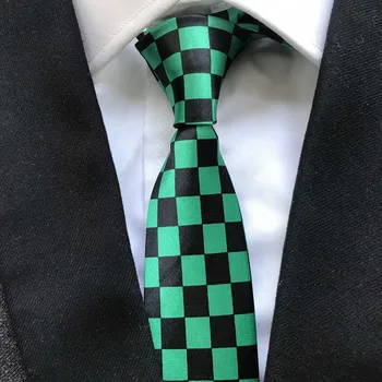  мужские галстуки для косплея 5 см, зеленые, черные клетчатые пледы, сетки, галстуки для мальчиков, детские галстуки для вечеринки