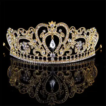  Романтическая Хрустальная корона принцессы для девочек Ручной работы со стразами Диадема для волос на выпускной Повязка Корона королевы Свадебные Аксессуары для волос