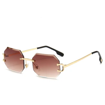  Винтажные квадратные солнцезащитные очки без оправы для женщин и мужчин 2022 года, роскошные Брендовые дизайнерские металлические Маленькие солнцезащитные очки для женщин UV400 оттенков