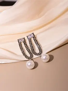  Модные Универсальные серьги со сверкающей серебряной иглой, женские серьги с имитацией жемчуга, серьги в форме темперамента, серьги в форме лица, Прекрасный подарок