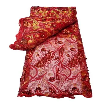 Желтая Новейшая Красная Африканская кружевная ткань с пайетками, вышивка, Французская сетчатая кружевная ткань с пайетками, Нигерийское тюлевое кружево для вечеринки
