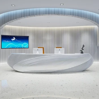  Окрашенная в белый цвет стойка регистрации специальной формы компании arc bar кассир отеля креативная стойка регистрации