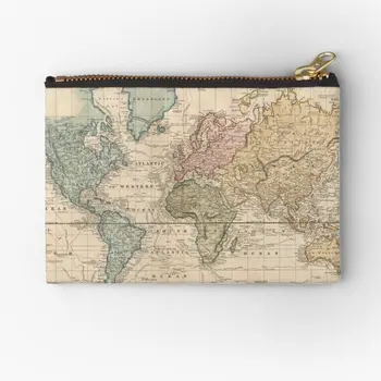  Винтажная карта мира 1823 года, 2 чехла на молнии, нижнее белье, мужская и женская упаковка, Чистая сумка для хранения, кошелек, маленькие ключи, монетки, Носки