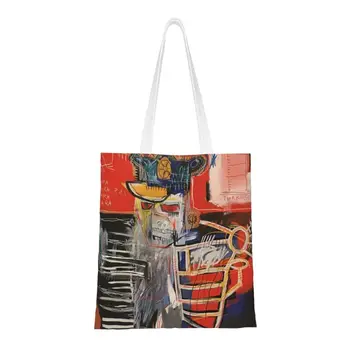  Холщовая сумка для покупок с граффити La Hara, женская сумка для многоразового использования, сумки для покупок Jean Michel Basquiats