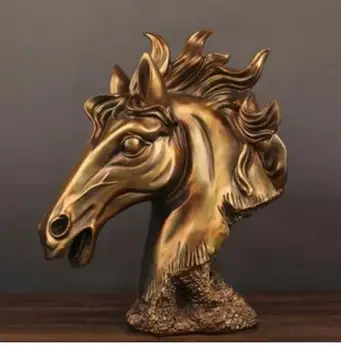  Голова лошади в американском стиле украшает смолистое изделие ручной работы оригинальность домашнего декора имитирует медь для восстановления древности