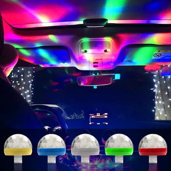  Автомобильный USB DJ RGB Мини Красочный музыкальный звук Светодиодные фонари USB-C Apple Party Караоке Атмосферная лампа Добро пожаловать 5 В Шаровой лазерный луч