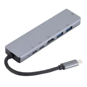  6-в-1 USB-концентратор Type-C, совместимый с HDMI, Для зарядки PD, USB 3.0-Концентратор, Док-адаптер, USB-Концентратор, Расширитель, Адаптер