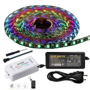  Светодиодные ленты Dream Color WS2811 5050 RGB с контроллером APP SP105E, светодиодные ленты, комплект светодиодных гирлянд, 12 В