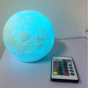 3D Лунный Свет Пульт Дистанционного управления красочная 3D печать Лунный ночник романтический подарок на день рождения пульт дистанционного управления Заряжает Лунные огни