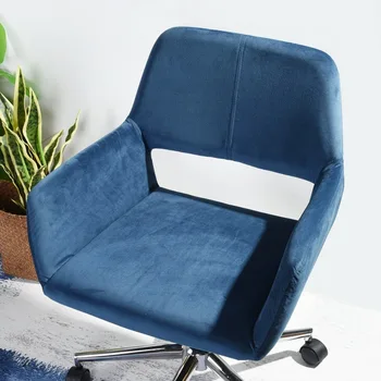 Темно-синее бархатное офисное кресло с регулируемым поворотом, игровое кресло, кресло для отдыха, кресло для макияжа, регулируемая высота, поворот на 360 градусов