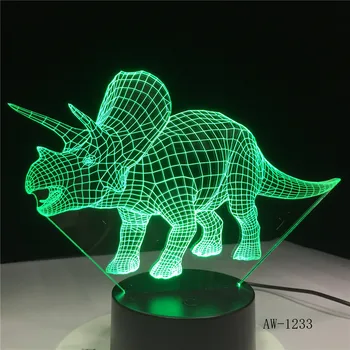  Динозавр 3d Bulbing Light LED Ночник, Меняющий Цвет Сенсорного переключателя Luminaria Atmosphere Indoor Lampara Office Light AW-1233