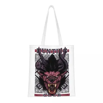  Monster Hunter World Hunting Club Behemoth, многоразовая сумка через плечо, Женская сумка-тоут, сумка для покупок большой емкости, Повседневная холщовая сумка